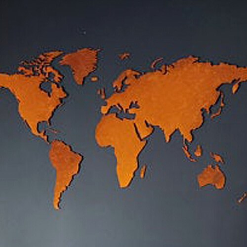 Metal World Map. Large Corten Wall Map. Metal Wall Art Etsy Canada