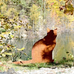 Rusty Cat Garden Decor, Silhouettes of sitting cat. Cat silhouette. Garden Metal Art. Cat lovers gift ideas. Corten steel