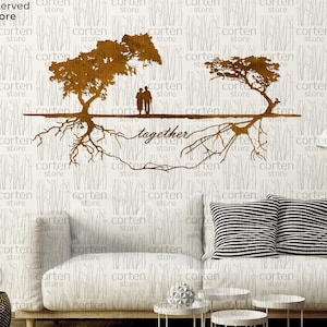 Metal Wall Art, Tree of Life Decor, Trees Together Corten Wall Decor, Metal Tree Silhouette, Interior Decoration, Family Decor, Wedding Gift