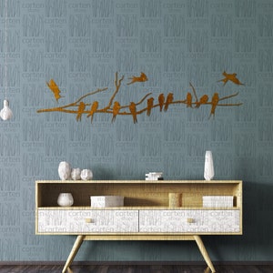 Swallows on a branch - metal wall decor. Metal birds - interior decoration. Corten birds. Metal wall hanging.