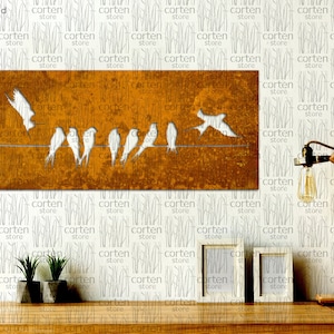 Schwalben Vögel - Wanddeko. Metall-Wandkunst. Vögel aus Cortenstahl. Corten Wandkunst. Metal wall art. Metall Schwalben