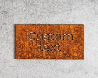 Letrero metálico personalizado para casa, Letrero moderno para casa, Placa de acero corten, Placa con números personalizados, Números de casa oxidados, Placa personalizada con nombre de casa, Óxido
