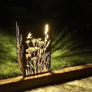 Lampe à bougie contemporaine Deisgn corten. Éclairage de jardin avec ornement NATURE. Bougie lanterne cor-ten image 1
