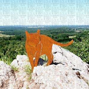 Garden Art - outdoor corten cat silhouette. Cat Metal Decor. Lawn ornament for cat lovers. Rusty outdoor decoration. Garden gift. Corten
