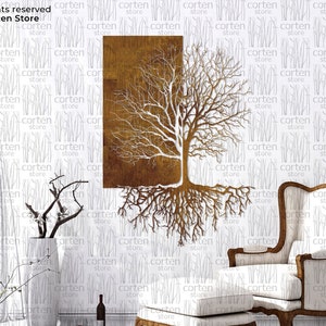 Tree of Life - Large size 83x118cm (33&quot;x47&quot;). Detailed corten steel symbolic wall art. Modern home decor. Custom size. Nature decoration