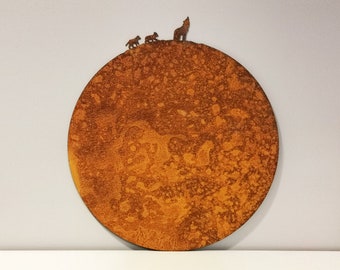 Wall Art Industrial. Loft Design Wall Decor. Wolves Wall Art. Corten Steel Art. Wall Decoration Wolf. Moon Decor. Wolf Family. Rusty Metal