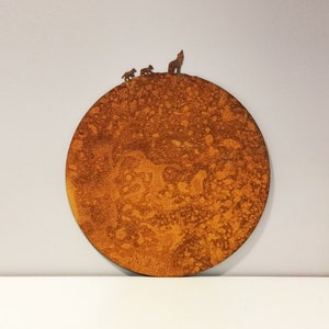 Wall Art Industrial. Loft Design Wall Decor. Wolves Wall Art. Corten Steel Art. Wall Decoration Wolf. Moon Decor. Wolf Family. Rusty Metal