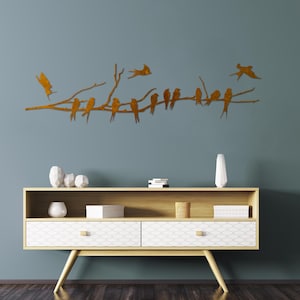 Swallows on a branch - metal wall decor. Metal birds - interior decoration. Corten birds. Metal wall hanging. Birds Home Decor