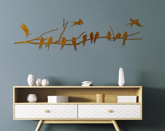 Swallows on a branch - metal wall decor. Metal birds - interior decoration. Corten birds. Metal wall hanging. Birds Home Decor
