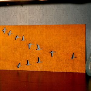 Vögel Winkelflug - Wanddeko. Corten-Wandkunst. Metall- Vögel.  V-Formation Vögel Wandkunst. Metal wall art. Corten Vögel