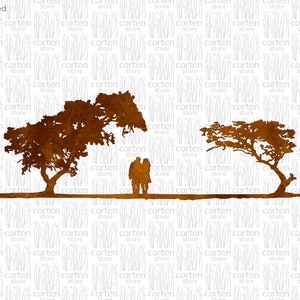 Bedroom Wall decoration. Custom size wall art. Custom metal writings and graphic. Silhouette of trees. Tree of life. Corten wall decor. Love