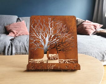 Cookbook metal stand. Metal Stand for Book, Larger Metal Stand, Industrial Book Stand, Corten Home Decor, Wedding Gift, Christmas Gift