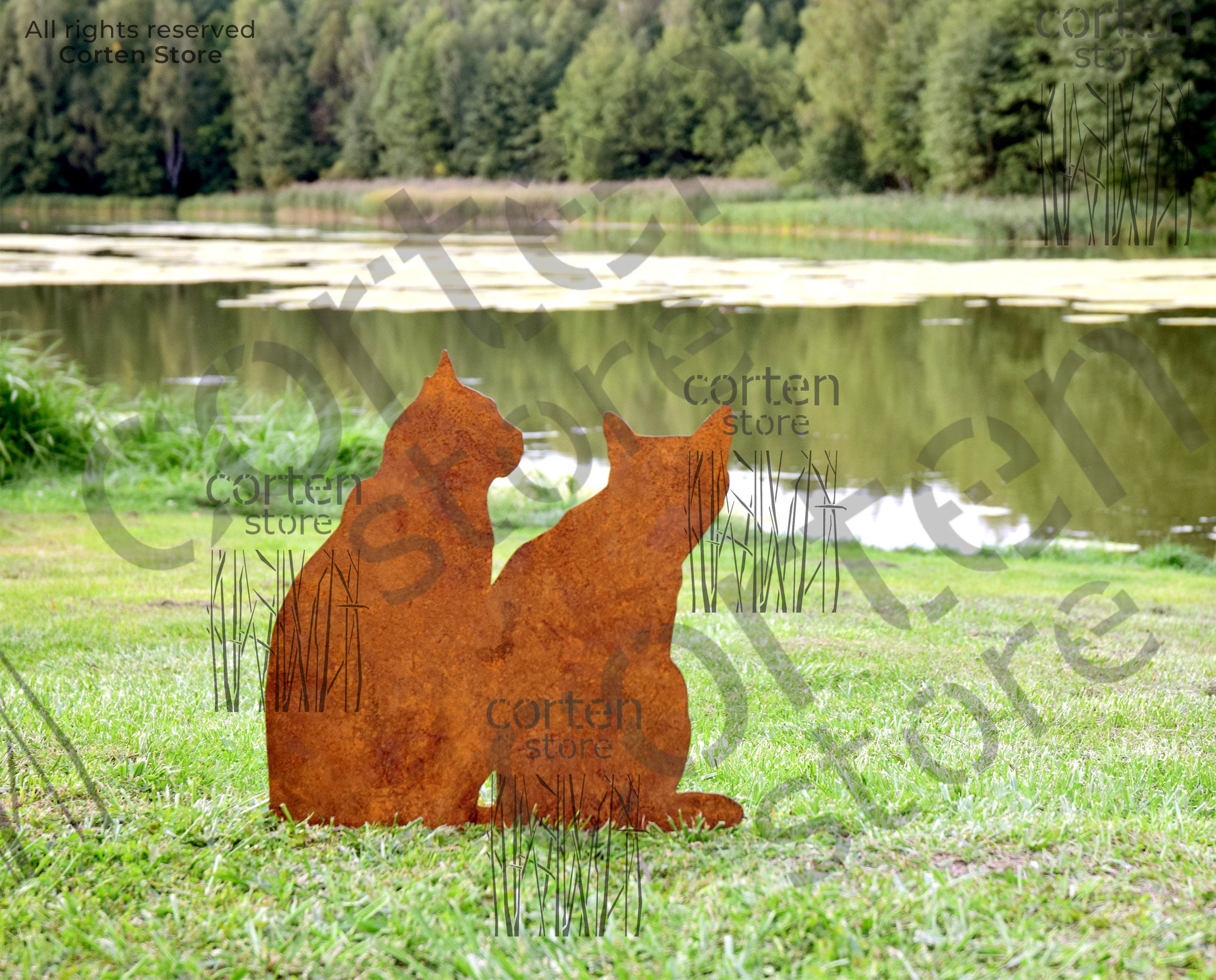 Decorazione Da Giardino Gatto Seduto In Metallo Arrugginito – 36 Cm, Fatto In Germania