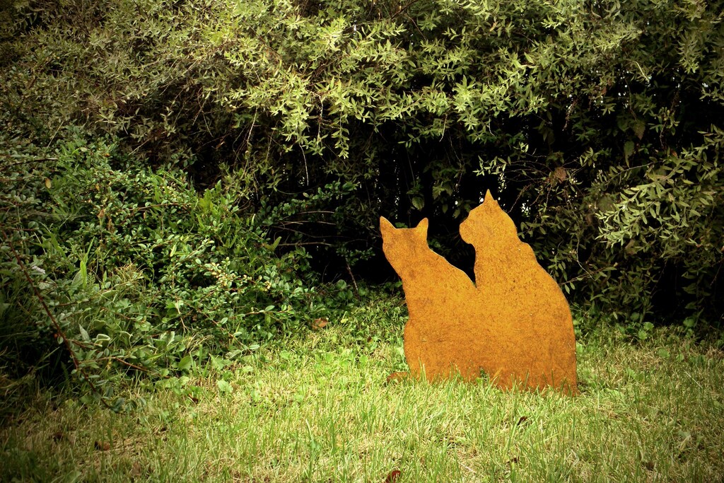 Decorazione Da Giardino Gatto Seduto In Metallo Arrugginito – 36 Cm, Fatto In Germania