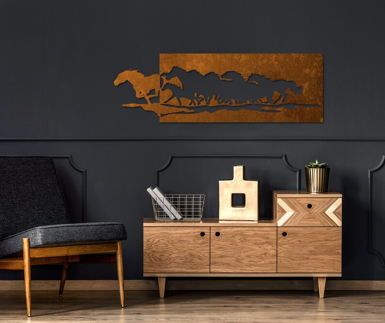 Metal Wall Art Horses. Galloping Horses Wall Decor. Home Etsy