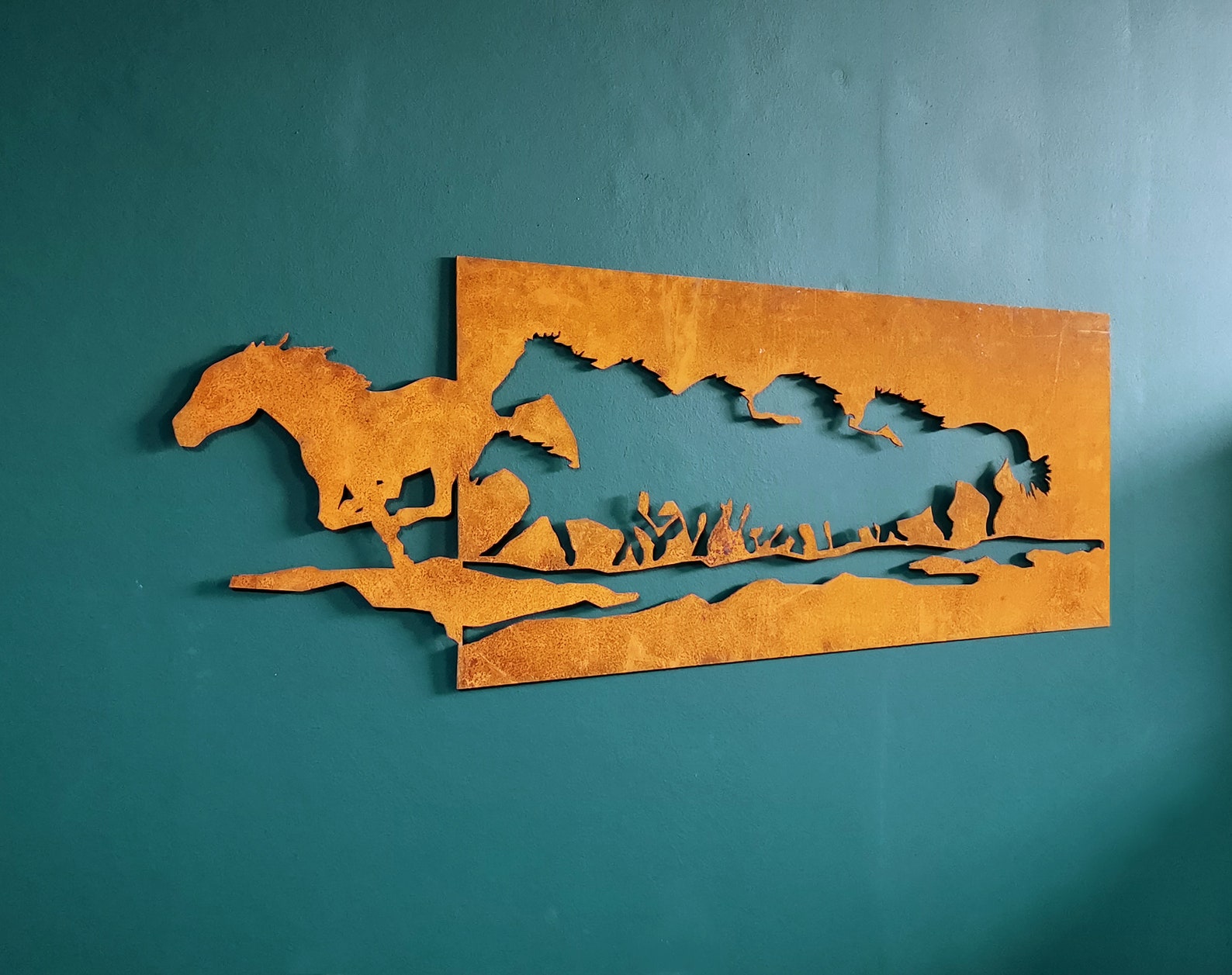 Industrial Wall Art Horses. Running Horses Silhouettes. Metal Etsy