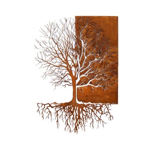 Metal Wall Art - Tree of Life. Large Modern Wall Decoration. Corten Wall Hanging - detailed silhouette of the tree. Unique Design & Handmade
