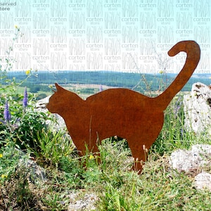 Garden decor - metal cat corten garden art. Garden cat silhouette. Garden gift for cat lovers. Metal rusty garden decoration