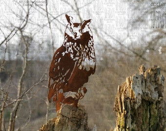 Corten Owl silhouette. Metall garden bird. Large corten owl - garden decor. Bird silhouette metal. Garden Metal Art. Corten owl outdoor