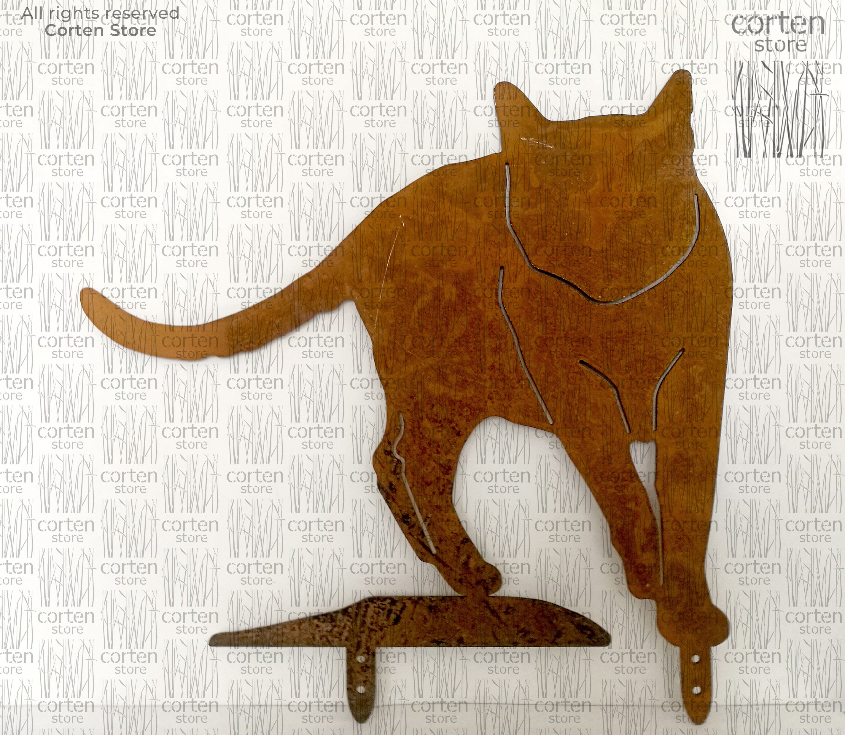 Desgn Del Gardno Arte Del Gatto Gatto N Metallo Arruggnto Per Recnzone Del Gardno Arte - Foto 4