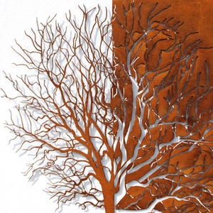 Corten Wall Art Modern Design and Detailed Drawing Tree of Life. Large Industrial Wall Decor Handmade prepared. Nature inspired Wall Art