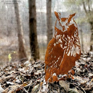 Chouette corten silhouette. Oiseau de jardin en métal. Grande chouette corten décoration de jardin. Silhouette d'oiseau en métal. Art de jardin en métal. Chouette corten en plein air image 2