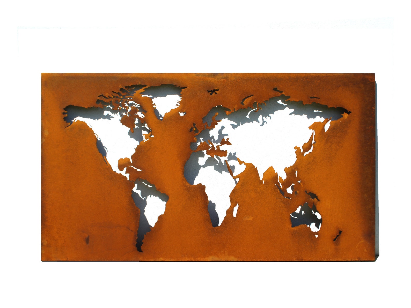 Large Corten World Map. Housewarming Gift Metal Map of the Etsy