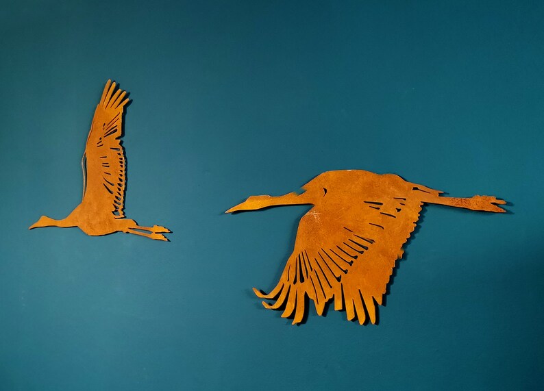 Cranes Wall Art. Metal Wall Decor Flying Cranes. Industrial Etsy