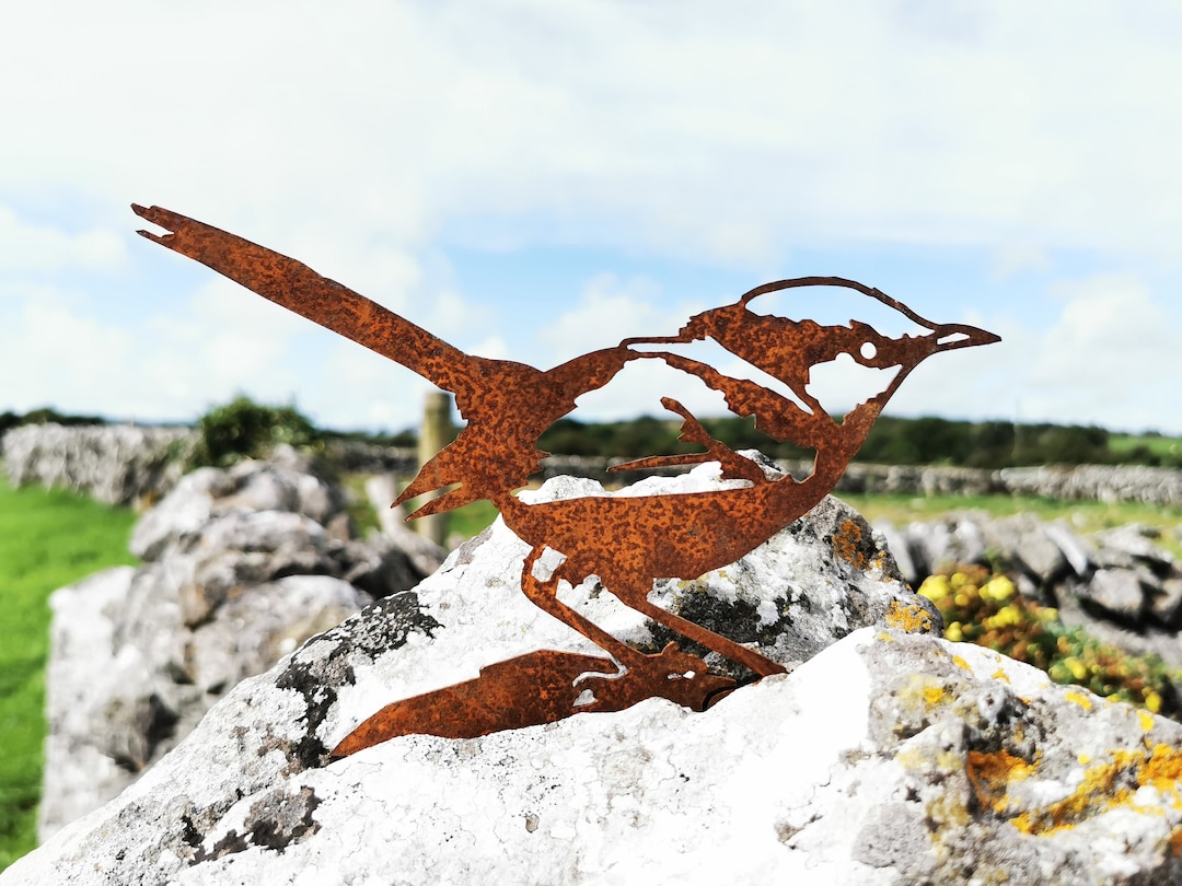 Metal Bird Garden Decor, Rusty Steel Bird Ornament, Rusted Metal