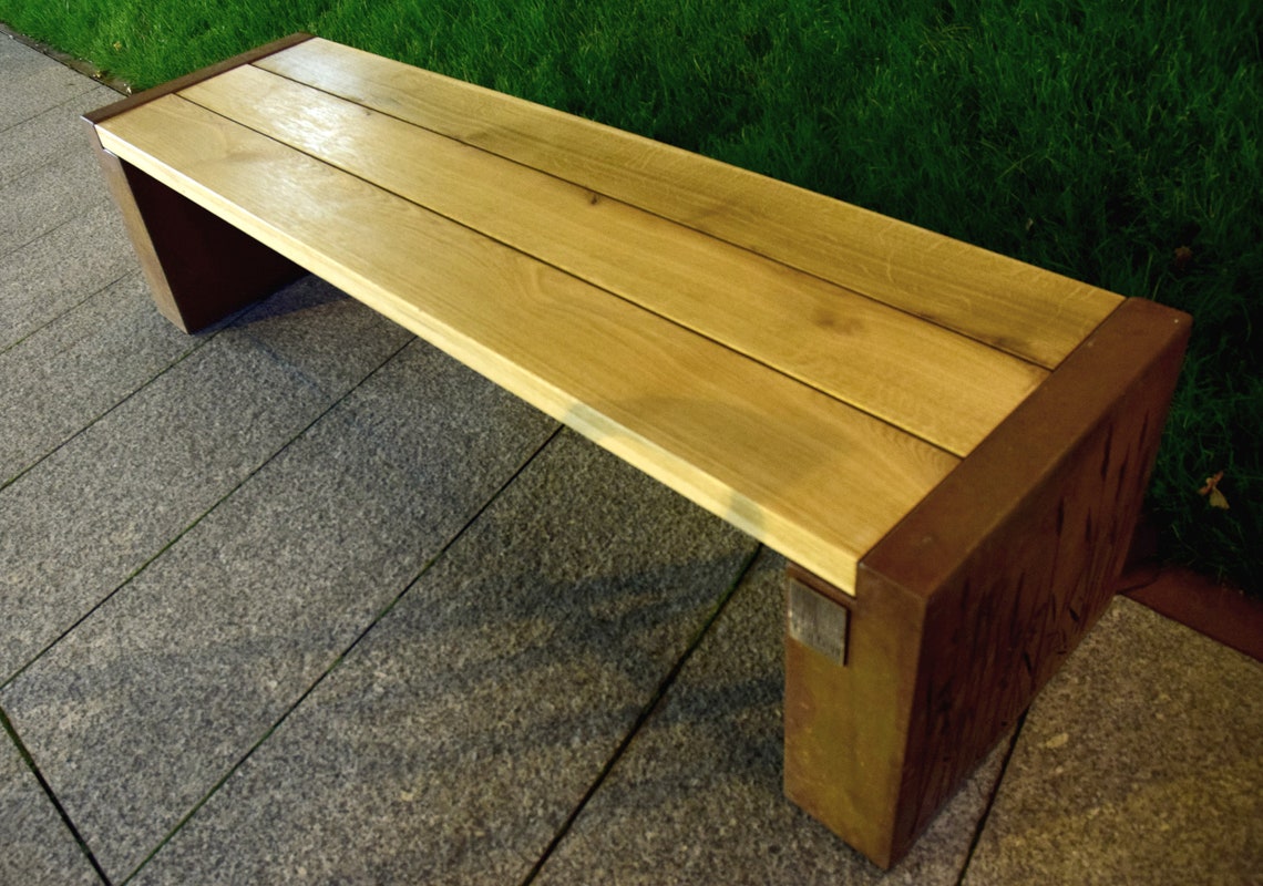 Holzbank für Terrassen und moderne Gärten. Gartenbank Corten Etsy