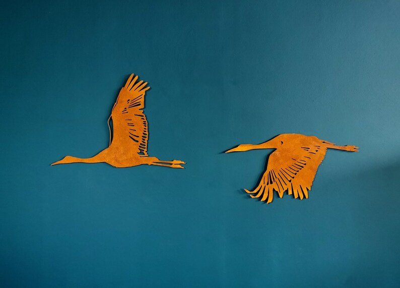 Cranes Wall Art. Metal Wall Decor Flying Cranes. Industrial Etsy
