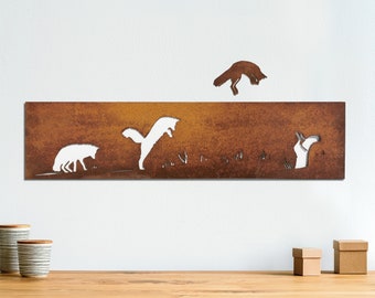 Wall Art Metal Fox. Wall Decor Fox Silhouette. Industrial Home Decor. Hunting Fox. Foxes Decoration Metal. Housewarming Gift. Handmade