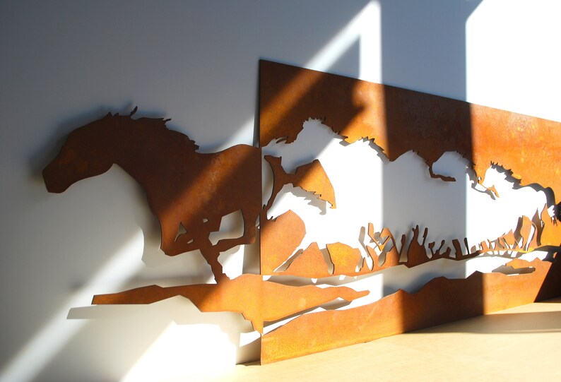 Running Horses Metal Wall Decor. Metal Wall Art Galloping Etsy