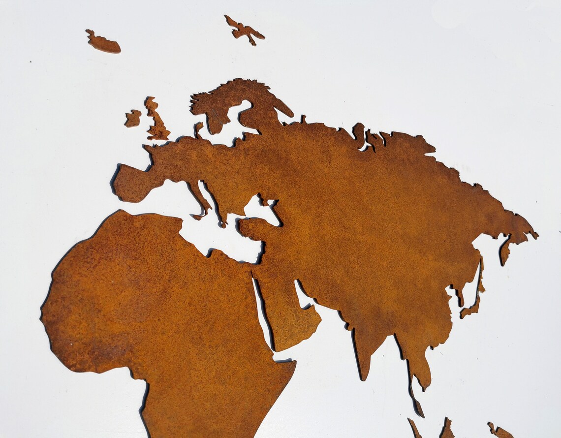 Metal World Map. Large Corten Wall Map. Metal Wall Art Etsy