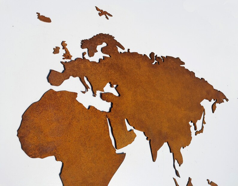 Metal World Map. Large Corten Wall Map. Metal Wall Art Etsy