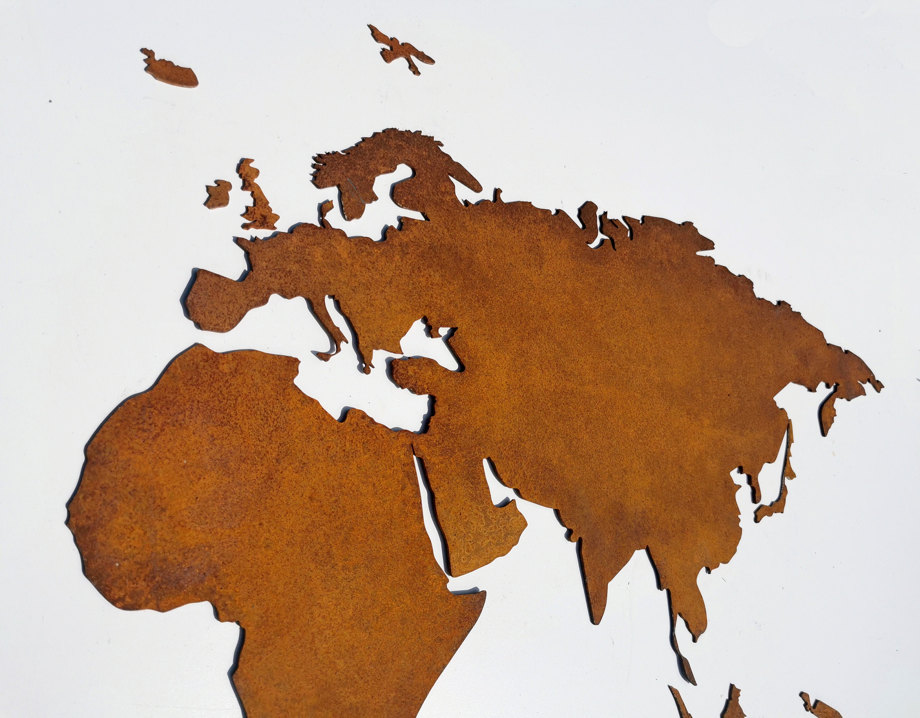 Metal World Map. Large Corten Wall Map. Metal Wall Art Etsy