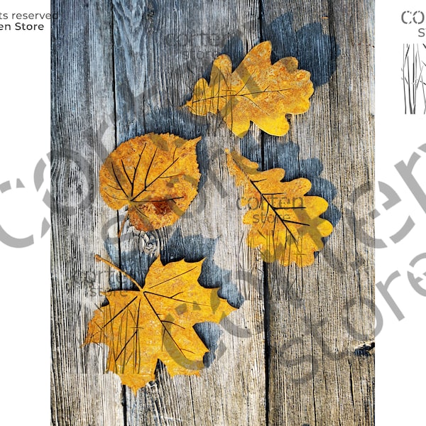 Set of Rusted Metal Leaves - Leaf Outdoor Decor - Glass Mat Decoration - Home Decor Leaves - Rustic Decoration Leaves - Yard Decor - Corten