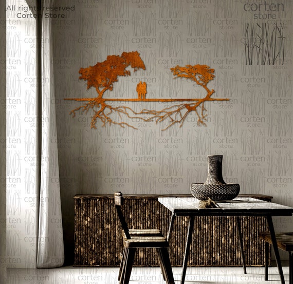 Metall Bäume - Corten Wandkunst. Wanddeko aus Cortenstahl. Lebensbaum Wandbehang, Hochzeitstag Geschenk, Corten Wandkunst