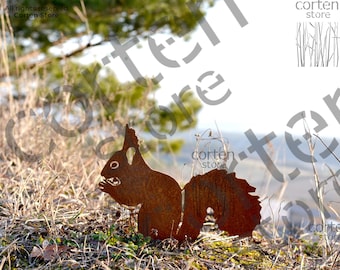 Rusty Metal squirrel - corten steel. Garden yard decor. Garden Art. Rusty Metal Animals.   Corten squirrel silhouette. Outdoor decoration