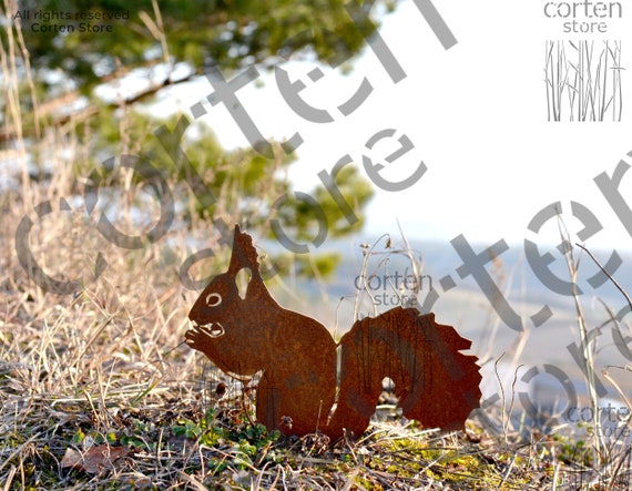 Écureuil en métal rouillé acier corten. Décoration de jardin. Art du  jardin. Animaux en métal rouillé. Silhouette d'écureuil corten. Décoration  extérieure -  France