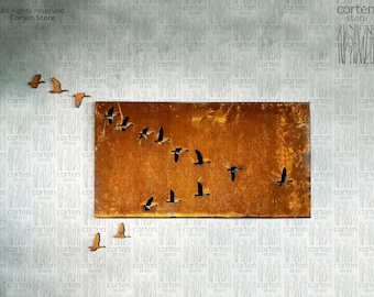 Flying Geese Industrial Wall Decoration. Birds V Formation Wall Art. Corten Wall Decor. Rusty Industrial Decor. Birds Ornament. Home Decor