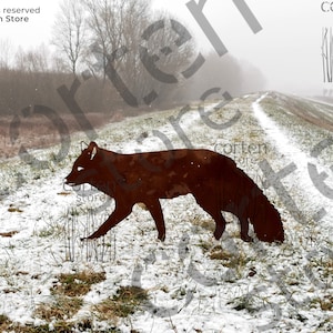 Metal Fox Garden decor. Real Size Fox Rustic Garden Art, Corten Outdoor Animals. Corten Fox. Large walking Fox Silhouette. Metal Garden Art