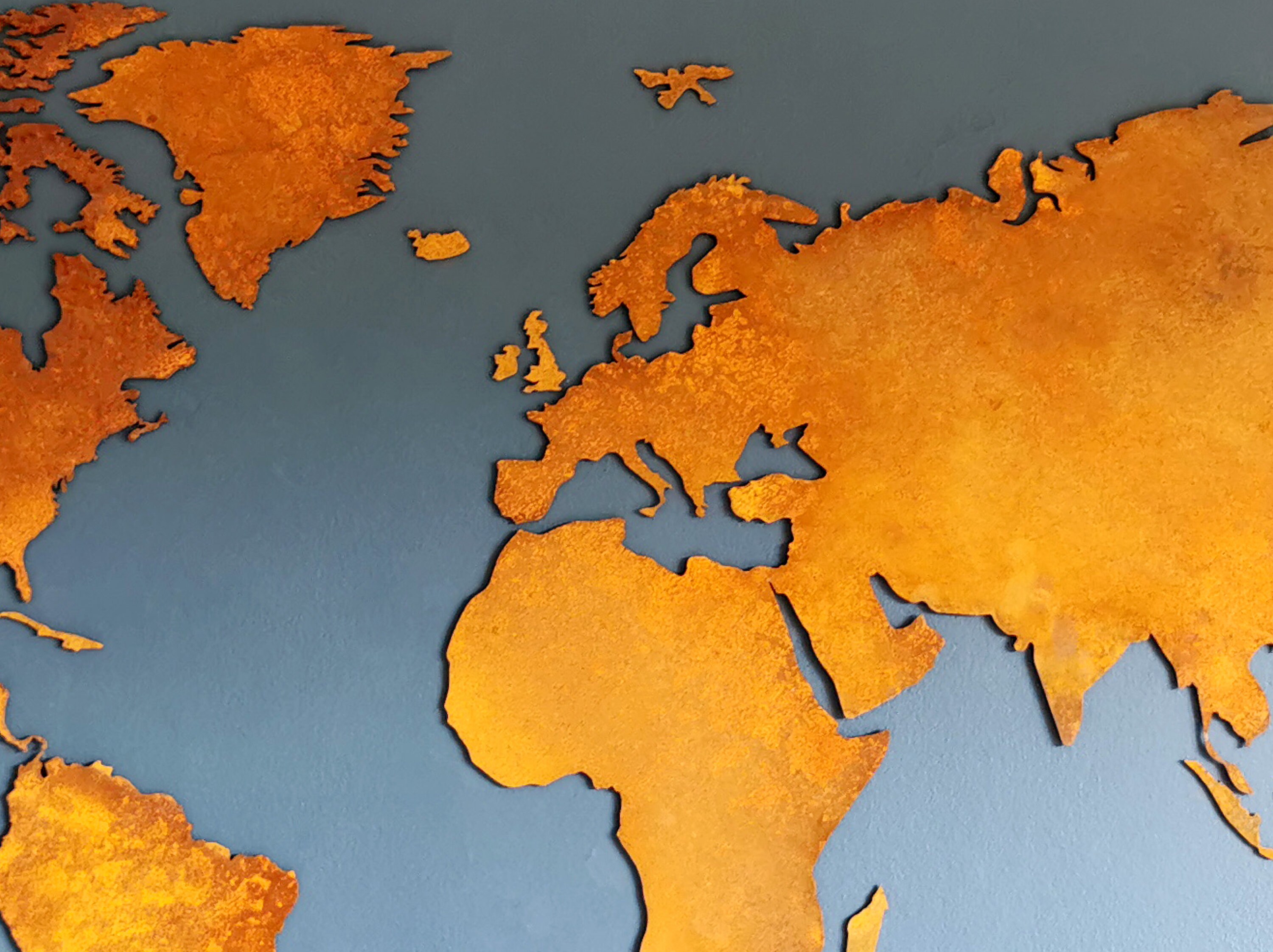 Industrial Wall Decor Metal World Map Rusty Metal Map Etsy