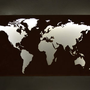 Weltkarte Metall Beleuchtet