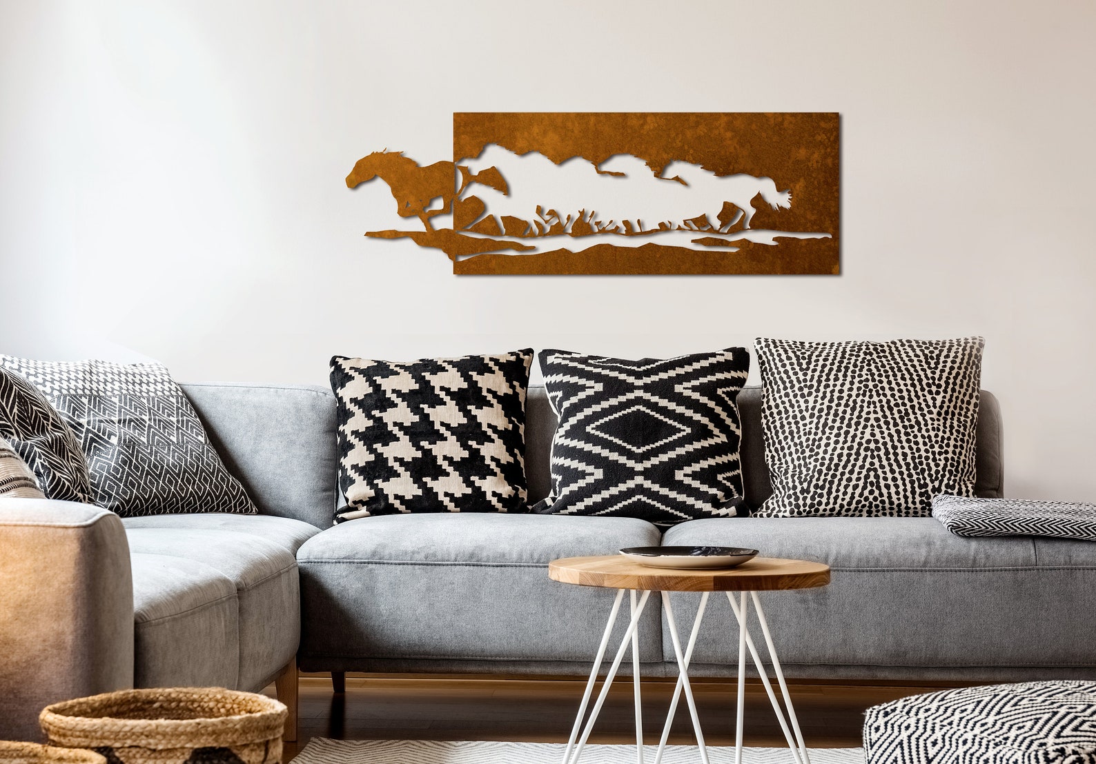 Running horses metal wall decor. Metal wall art galloping Etsy