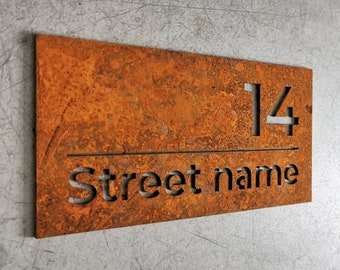 House Numbers Metal, Custom House Sign, Corten Sign Custom, Personalized House Numbers, Street Name Sign, Rusty Steel Sign, Custom Plaque