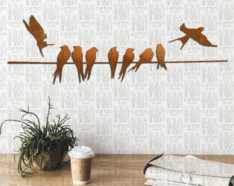 Corten Steel Birds on a Wire – Metal Wall Art Decor
