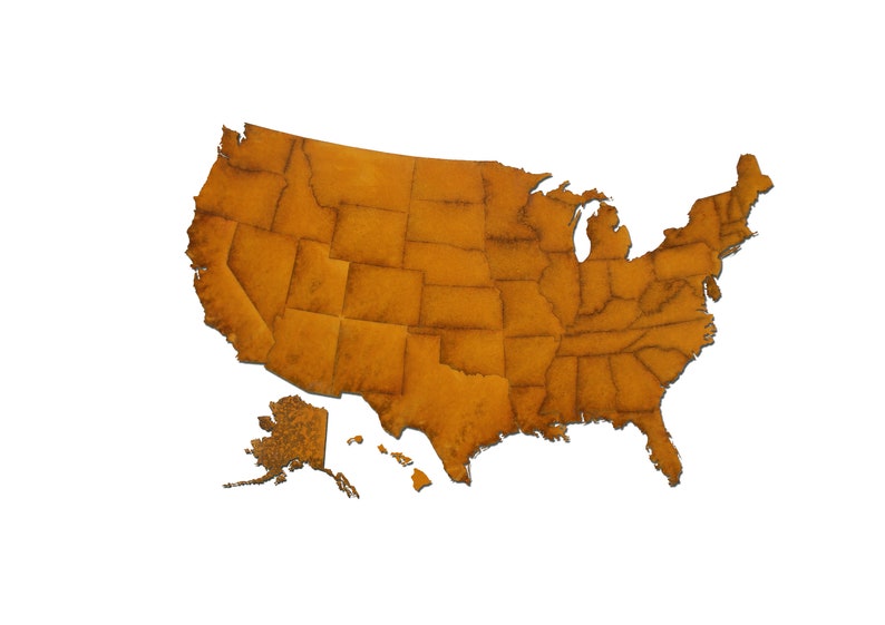 USA Map Metal Wall Art. the United States Corten Decor Etsy