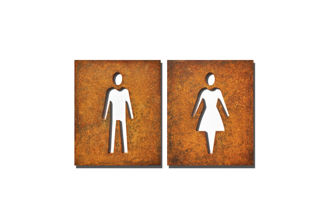 Toilet Signs Industrial. Metal Toilet Symbols. WC Signs Rusty Metal ...