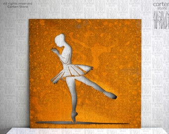 art mural vintage - danseuse de ballet. Tentures en corten Ballet. Femme de ballet dansante à décor en Corten. Décoration murale en métal. Décoration de ballet